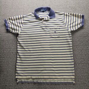 Ralph‎ Lauren Shirt Mens Large Polo Yellow Purple Stripe Short Sleeve